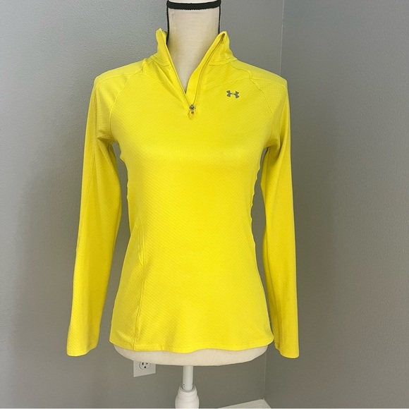 Under Armour Tops - Under Armour Yellow Fitted Long Sleeve Polo